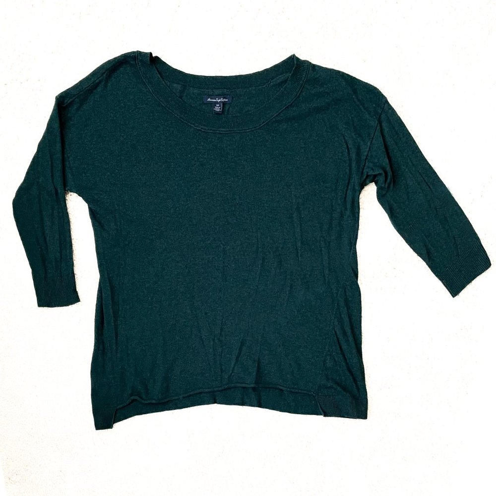 American Eagle - Green 3/4 Sleeve Sweater - S